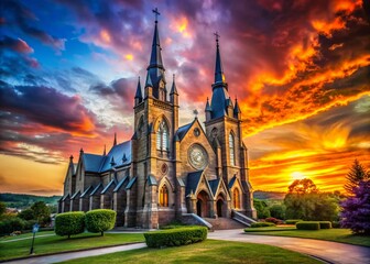 Stunning Silhouette Photography of Majestic Catholic Church at Dusk