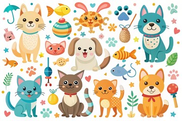 Cute Cartoon Pets Silhouette Clipart Collection for Creative Projects