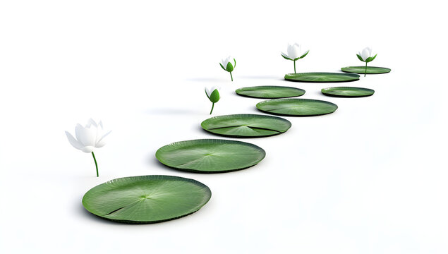 white lotus flowers and green lily pads clip art preview