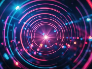 Fototapeta premium Abstract neon circle lights with bokeh effect