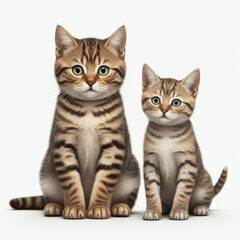 Friendly alert Pets together side by side in a row looking at the camera, isolated on white