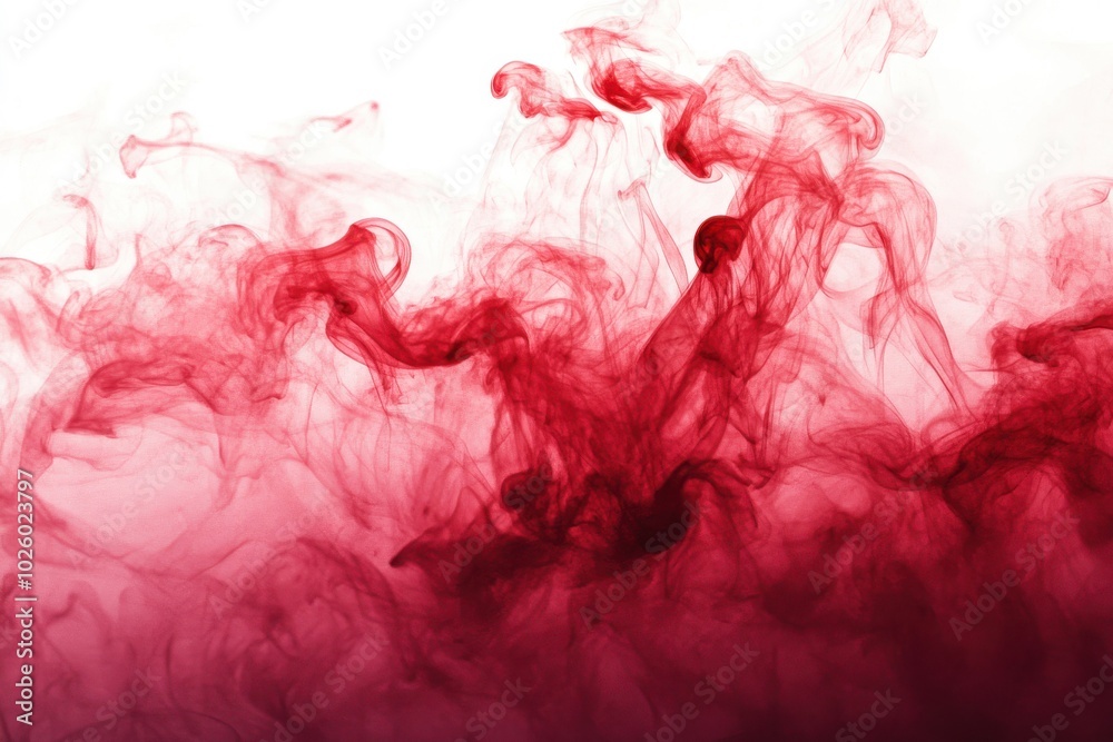 Poster abstract ruby mist floating on a clear flat surface. red smoke patterns superimposed individually ag