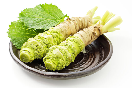 Wasabi root on white background