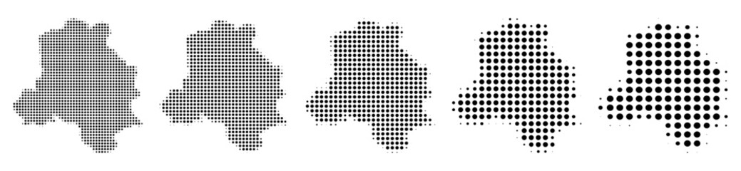 Delhi Map halftone in different sizes