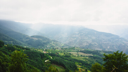 Obraz premium Forested valley under cloudy sky, Erbaa, Tokat, Turkey