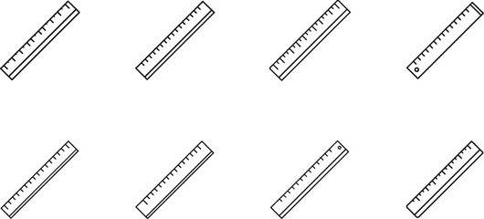 Set of Eight Line Art Rulers for Measuring