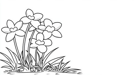 Simple Outline of Flowers for Coloring Page