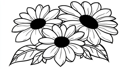Beautiful Black and White Flower Design for Coloring
