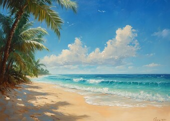 Serene Beach Scene with Soft Waves and Tranquil Atmosphere for Relaxation and Nature Lovers