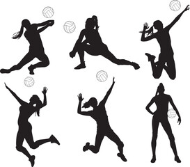 Volleyball Girl Player, Volleyball Player, Sport Girl Silhouette, Volleyball Cut Files