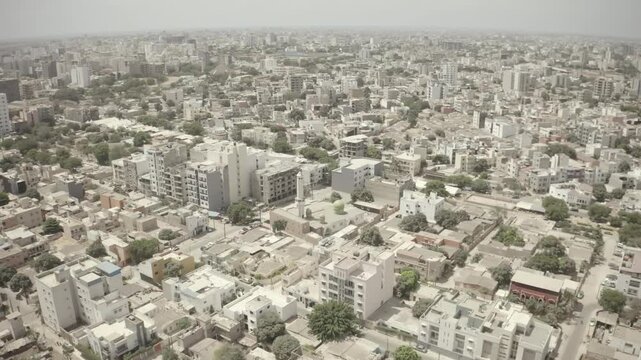 Aerial video over the city of Dakar Senegal
