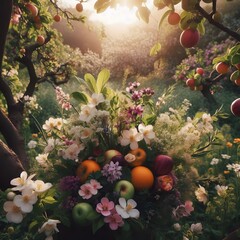 Flowers and fruit in the forest