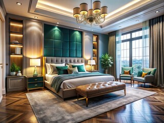 Discover the allure of modern luxury in your apartment, showcasing a plush bed and fashionable decor that enhance the stylish essence of contemporary interiors.