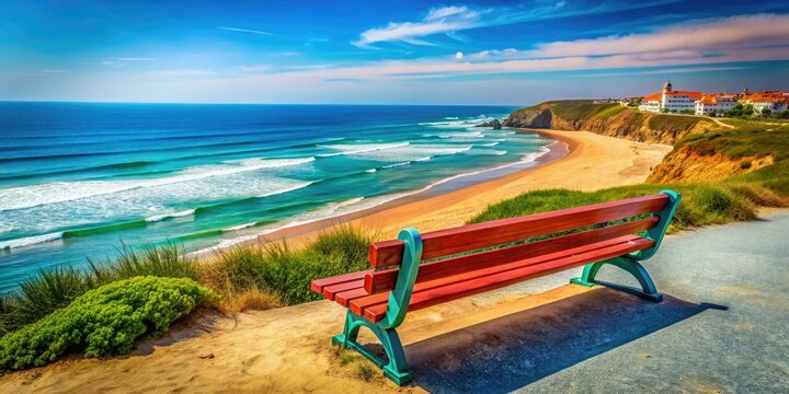 Discover tranquility at the Esmoriz seashore in Ovar, Portugal. This serene bench offers an ideal spot for relaxation and reflection by the beautiful coastline.