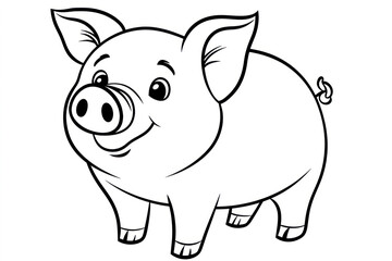 Fototapeta premium Pig, coloring page for kids, line art, black and white