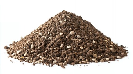 Closeup of dark brown soil with small pebbles