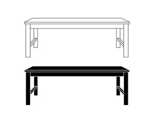 side view wooden table icon set isolated on white background