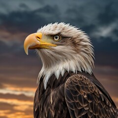 Obraz premium Majestic Bald Eagle at Sunset 