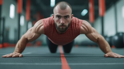 Fototapeta premium Determined Athlete Training in Modern Gym