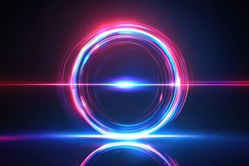 Obraz premium Luminous laser globe, vibrant aura of light. Azure beam cycle with glowing impact. Cutting-edge future pulse circle on bright backdrop