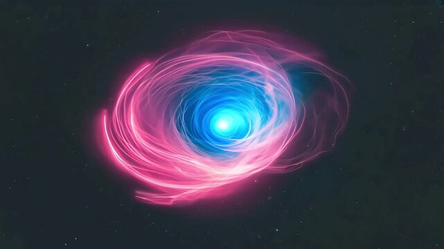 Flat lay view of a rotating nebula with scattered clusters of bright stars amidst swirling blue gas, covering the entire frame, creating a mesmerizing and cosmic visual full of depth and celestial bea