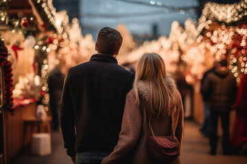 Amazing xmas winter time picture postcard banner traveling shopping leisure time, Generative AI