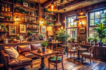 Fototapeta premium Vintage Coffee Shop Design Ideas for Cozy Ambiance and Rustic Charm