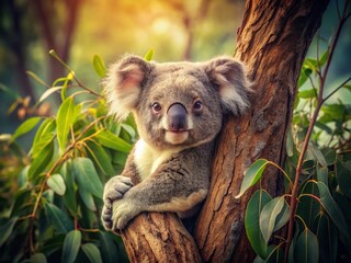 Fototapeta premium Vintage Koala Bear Symbolism: Nature's Gentle Spirit in Photography