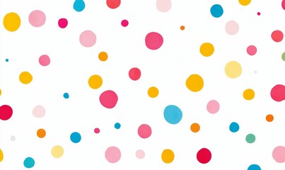 White background with colorful polka dots.