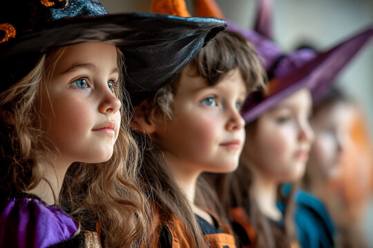 Ai generated photo of children celebrating hellowin