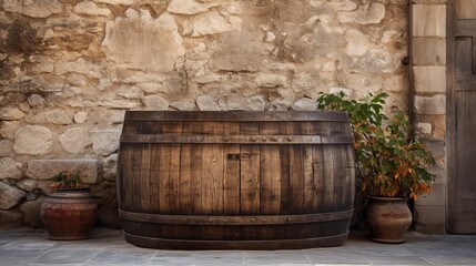 Fototapeta premium Blending the Past and Future: Traditional Winemaking and Modern Tourism Unveiled Through an Old Wine