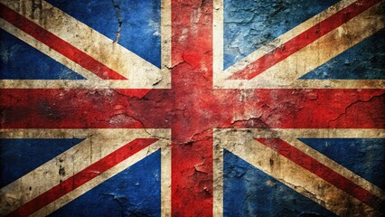 Fototapeta premium Embrace the spirit of Britain with this distressed Union Jack, showcasing a gritty texture ideal for backgrounds or design elements that demand attention.