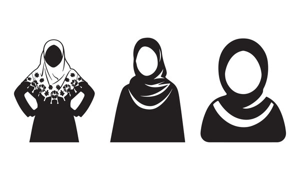 Hijab Silhouette for Muslim Islamic icon
