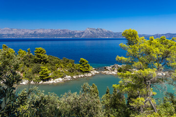 Obraz premium Trpanj, Peljesac peninsula, Adriatic Sea, azure water, rocky beaches