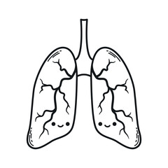 Cute cartoon lungs with happy faces, ideal for respiratory system infographics and medical posters
