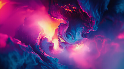 A colorful, abstract space scene with a purple and orange swirl. The colors are vibrant and the image has a dreamy, otherworldly feel to it