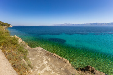 Trpanj, Peljesac peninsula, Adriatic Sea, azure water, rocky beaches