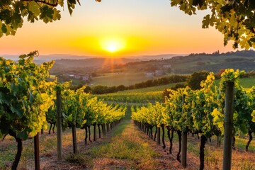 Naklejka premium a sunrise at vineyard