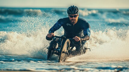 Adaptive handcycling for athletes overcoming physical challenges, powering their way through grueling races.