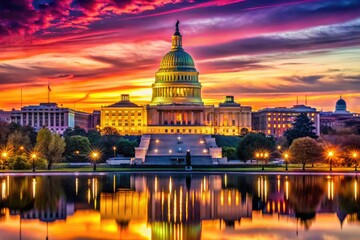 Fototapeta premium Experience the architectural richness of Washington DC, blending modern designs with historic landmarks, illustrating the vibrant diversity and evolution of the capitalâ€™s urban fabric.
