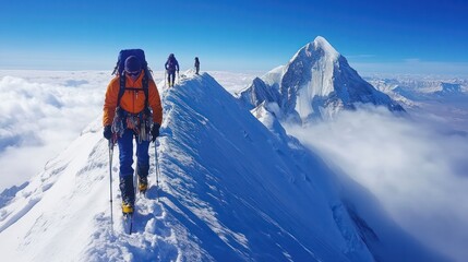 Athletes pushing their limits with high-altitude extreme sports, conquering peaks and thin air.