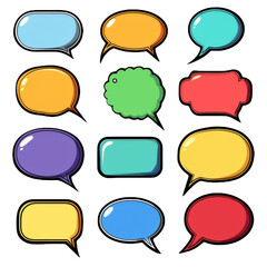 Set of colorful speech bubble isolated on transparent background