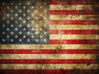 Explore a distressed American flag background showcasing vintage textures and soft hues, perfect for creative projects. A unique asset for artistic endeavors.
