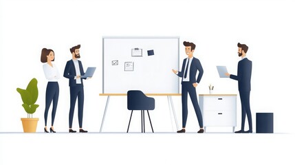 Fototapeta premium Business Meeting Illustration with Colleagues