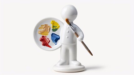 Abstract Sculpture of a Painter with Palette and Brush