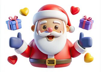 Festive 3D-rendered Christmas featuring Santa Claus's hands gesturing joyfully against a clean white background  perfect for holiday-themed graphics and promotions.