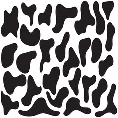 Set of irregular blobs. Black random liquid organic shapes. Wavy deform spots, fluid circle or simple amoeba blob. isolated on white background. Vector illustration. EPS 10