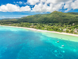 View of Cote D'Or Beach Praslin Island Seychelles © ewelinaf