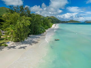 View of Cote D'Or Beach Praslin Island Seychelles © ewelinaf