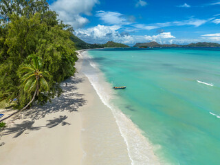 View of Cote D'Or Beach Praslin Island Seychelles